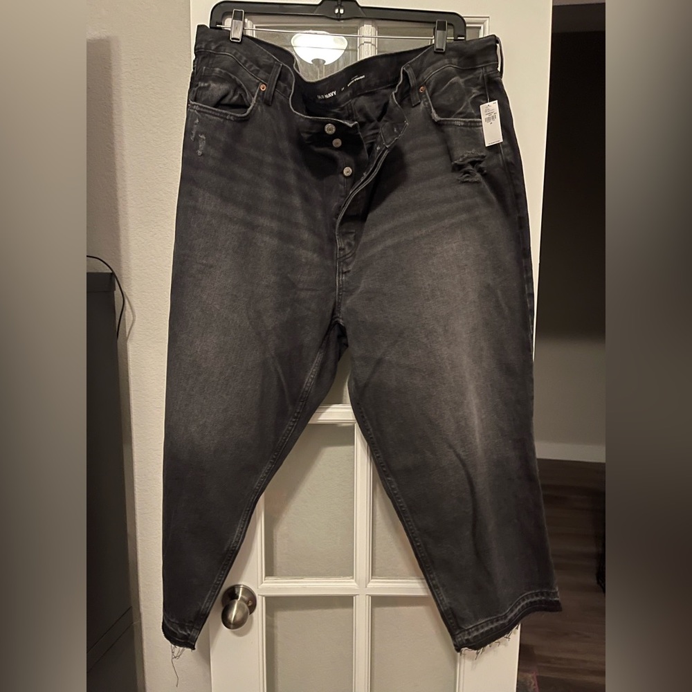 Plus Size Button Down Distressed Jeans